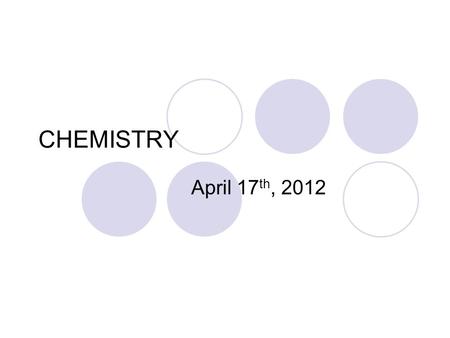 CHEMISTRY April 17 th, 2012. Brainteaser FRIDAY 4/20/12 Tell me how your are going to explain what happened in your experiment and WHY it happened to.