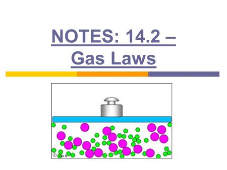 NOTES: 14.2 – Gas Laws. Pressure-Volume Relationship: (Boyle’s Law) ● Pressure and volume are inversely proportional ● As volume increases, pressure decreases.