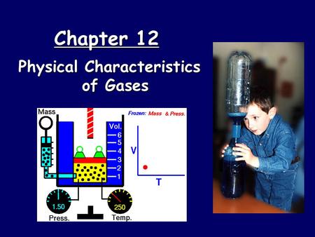Chapter 12 Physical Characteristics of Gases. Kinetic Molecular Theory  Particles of matter are ALWAYS in motion  Volume of individual particles is.