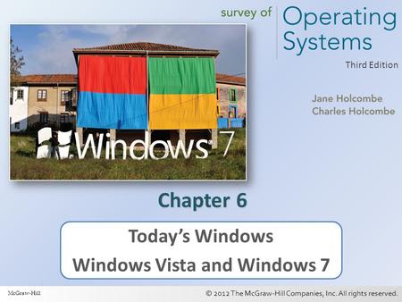 © 2012 The McGraw-Hill Companies, Inc. All rights reserved. 1 Third Edition Chapter 6 Today’s Windows Windows Vista and Windows 7 McGraw-Hill.