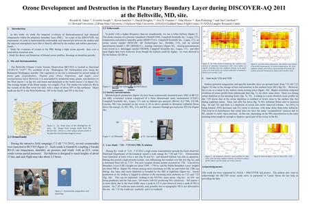 Ozone Development and Destruction in the Planetary Boundary Layer during DISCOVER-AQ 2011 at the Beltsville, MD, site. Ricardo K. Sakai (1), Everette Joseph.