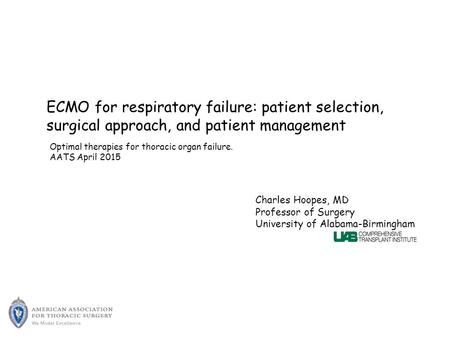 ECMO for respiratory failure: patient selection,
