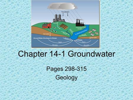 Chapter 14-1 Groundwater Pages 298-315 Geology.