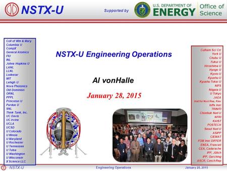 NSTX-U Engineering Operations January 28, 2015 NSTX-U Engineering Operations Al vonHalle January 28, 2015 NSTX-U Supported by Culham Sci Ctr York U Chubu.