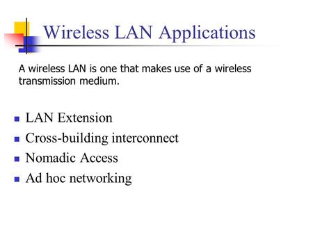 Wireless LAN Applications