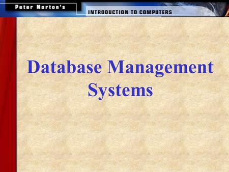 Database Management Systems. This lesson includes the following sections  Databases and Management Systems Working with a Database Enterprise Software.