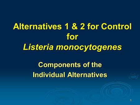 Alternatives 1 & 2 for Control for Listeria monocytogenes
