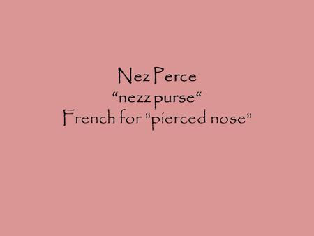 Nez Perce “nezz purse“ French for pierced nose