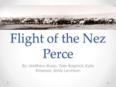 Flight of the Nez Perce By: Matthew Russo, Tyler Bagnick, Kylie Emerson, Emily Levinson.