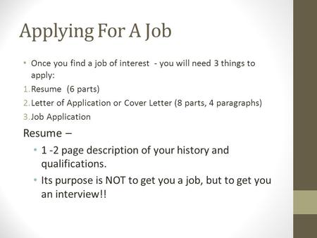 Applying For A Job Resume –
