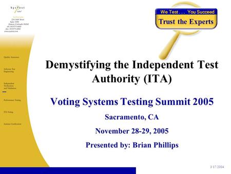 Demystifying the Independent Test Authority (ITA)