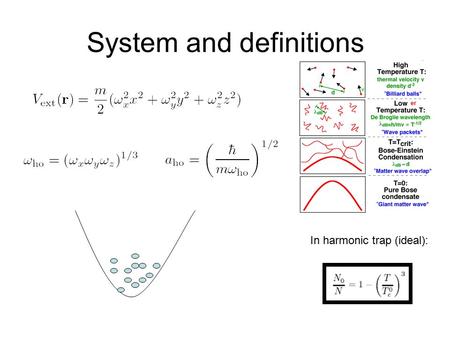 System and definitions In harmonic trap (ideal): er.