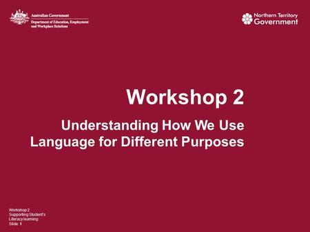 Workshop 2 Understanding How We Use Language for Different Purposes