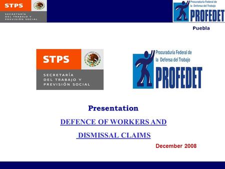 Puebla Presentation DEFENCE OF WORKERS AND DISMISSAL CLAIMS December 2008.