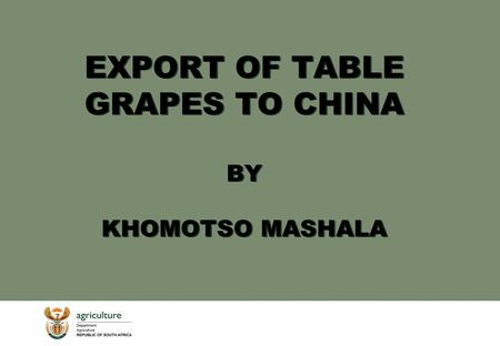 EXPORT OF TABLE GRAPES TO CHINA BY KHOMOTSO MASHALA