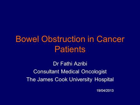 Bowel Obstruction in Cancer Patients