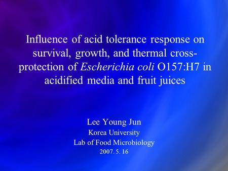 Lee Young Jun Korea University Lab of Food Microbiology