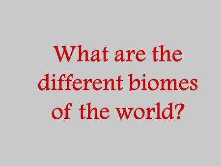 What are the different biomes of the world?
