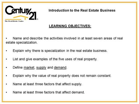 Name and describe the activities involved in at least seven areas of real estate specialization. Explain why there is specialization in the real estate.