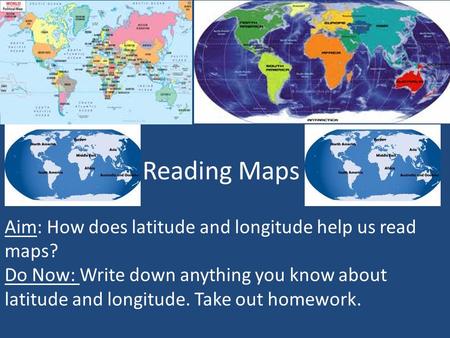 Reading Maps Aim: How does latitude and longitude help us read maps?
