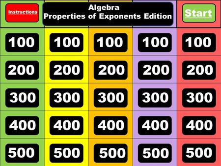 Properties of Exponents Edition