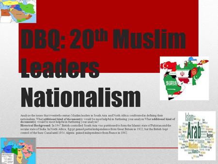 DBQ: 20th Muslim Leaders Nationalism