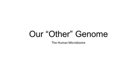 Our “Other” Genome The Human Microbiome.