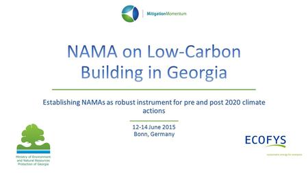Establishing NAMAs as robust instrument for pre and post 2020 climate actions 12-14 June 2015 Bonn, Germany.