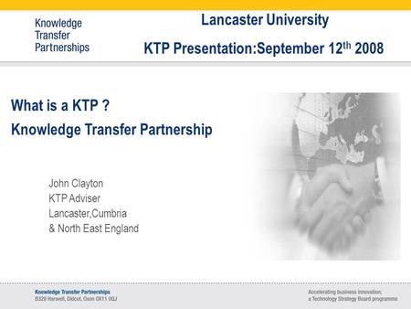 KTP Presentation:September 12th 2008