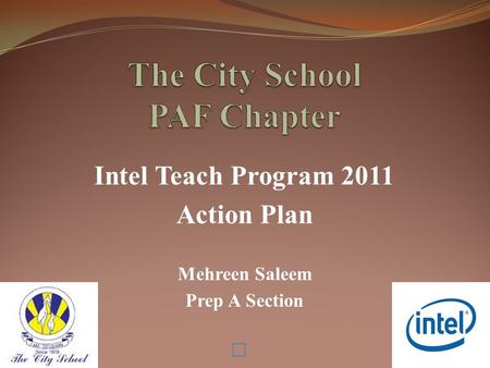 Intel Teach Program 2011 Action Plan Mehreen Saleem Prep A Section.