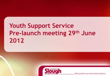 Youth Support Service Pre-launch meeting 29 th June 2012.