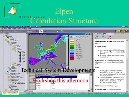Elpen Calculation Structure    Technical System Developments: Workshop this afternoon.