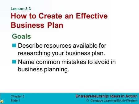 Lesson 3.3 How to Create an Effective Business Plan