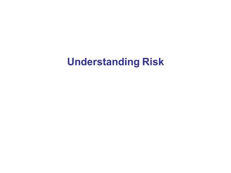 Understanding Risk. 1.What is risk? 2.How can we measure risk?