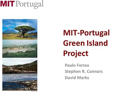 Paulo Ferrao Stephen R. Connors David Marks MIT-Portugal Green Island Project.