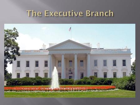  The executive branch of the Government is responsible for enforcing the laws of the land. 1. President 2. Vice President 3. Cabinet Members  Advises.