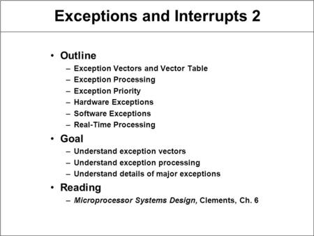 Exceptions and Interrupts 2