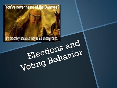 Elections and Voting Behavior. Can you vote?!  Suffrage – The right to vote.  Who can’t vote in the U.S?  Incarcerated criminals  Non-citizens (immigrants)