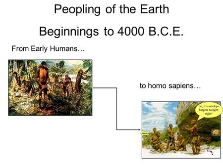 Peopling of the Earth Beginnings to 4000 B.C.E. From Early Humans…