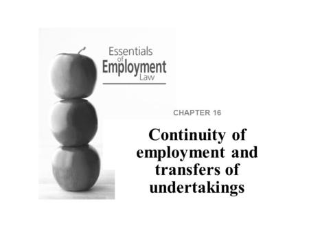 CHAPTER 16 Continuity of employment and transfers of undertakings.