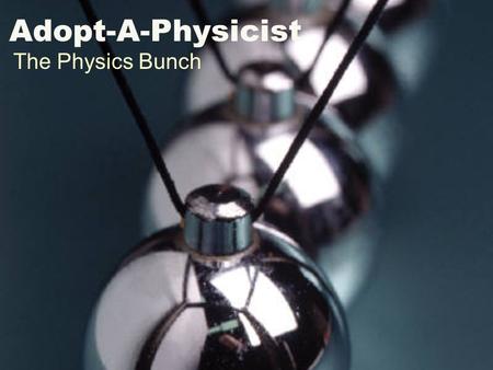 Adopt-A-Physicist The Physics Bunch. John Hubisz.
