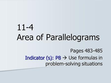 11-4 Area of Parallelograms