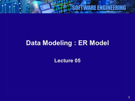 1 Data Modeling : ER Model Lecture 05. 2 Why We Model  We build models of complex systems because we cannot comprehend any such system in its entirety.