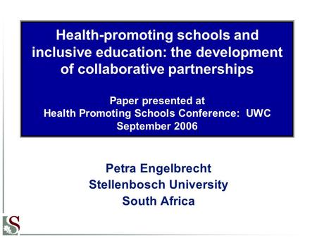 Petra Engelbrecht Stellenbosch University South Africa