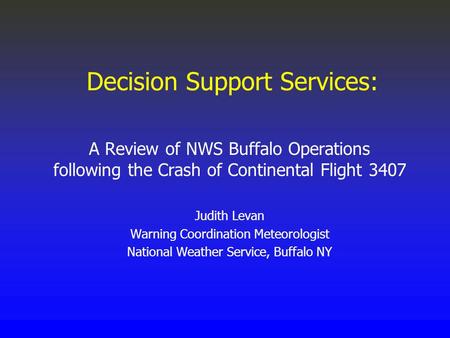 Decision Support Services: