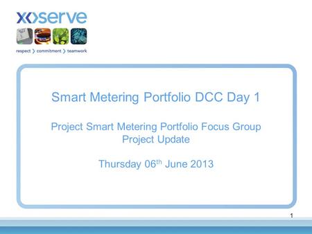 1 Smart Metering Portfolio DCC Day 1 Project Smart Metering Portfolio Focus Group Project Update Thursday 06 th June 2013.