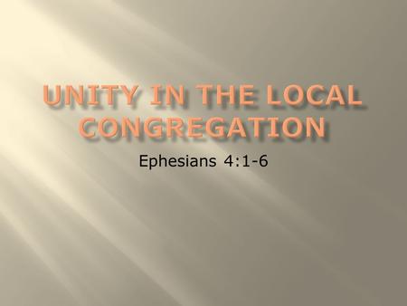 Unity in the Local Congregation
