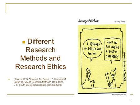 1 Different Research Methods and Research Ethics (Source: W.G Zikmund, B.J Babin, J.C Carr and M. Griffin, Business Research Methods, 8th Edition, U.S,