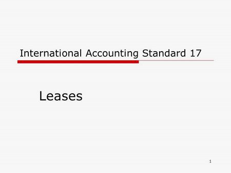 International Accounting Standard 17