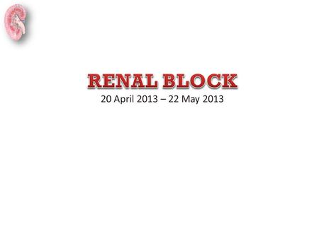 RENAL BLOCK 20 April 2013 – 22 May 2013.